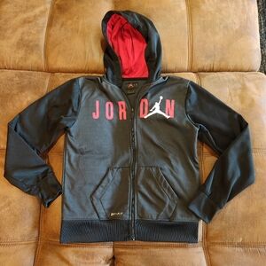 Boys L Jordan Black and Red Hoodie
